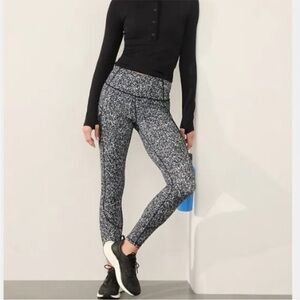 Athleta Rainier High Rise Reflective Print Legging Jasper Black Brown Medium